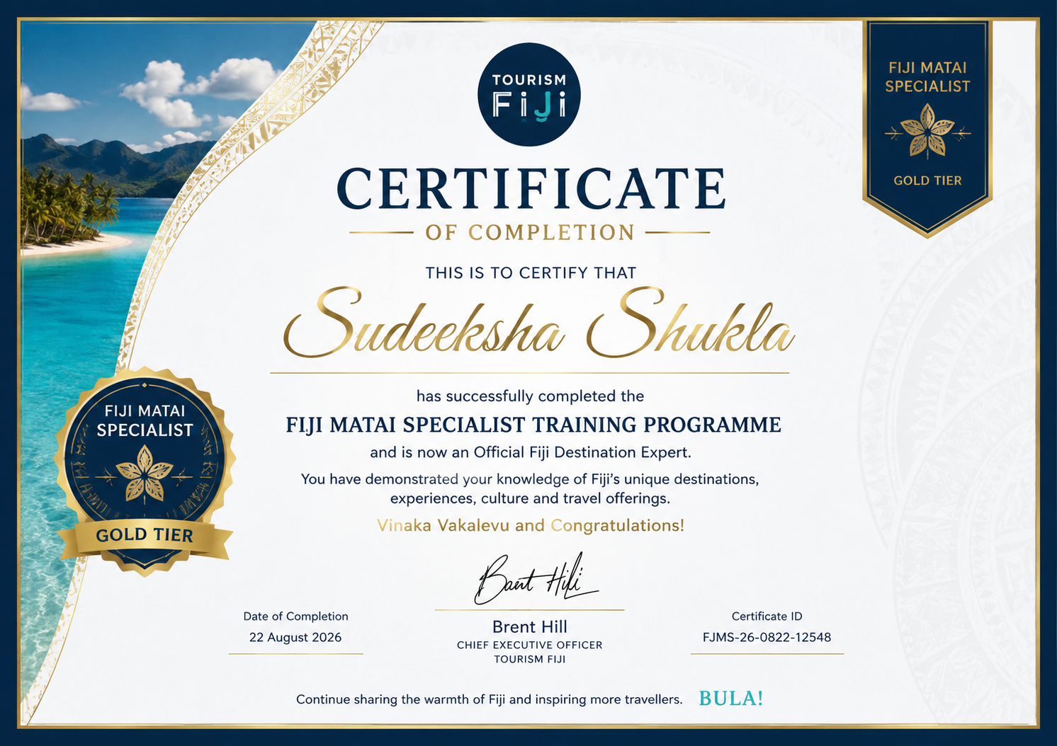 FIJI MATAI SPECIALIST TRAINING PROGRAMME