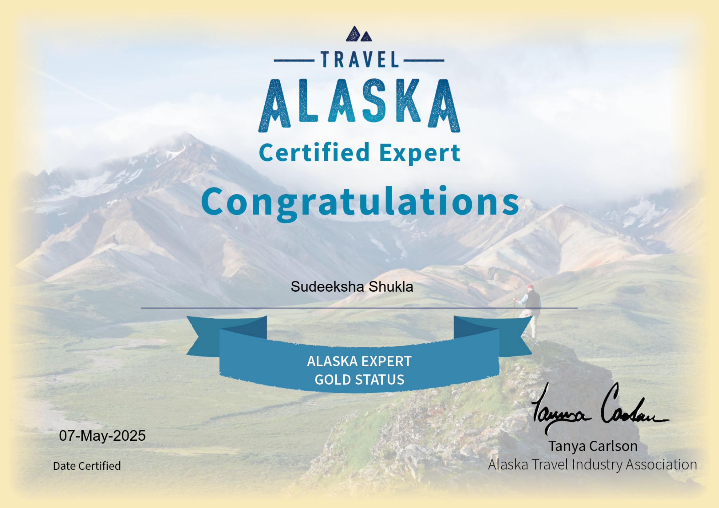 Travel Alaska Certified Expert – Alaska Expert Gold Status