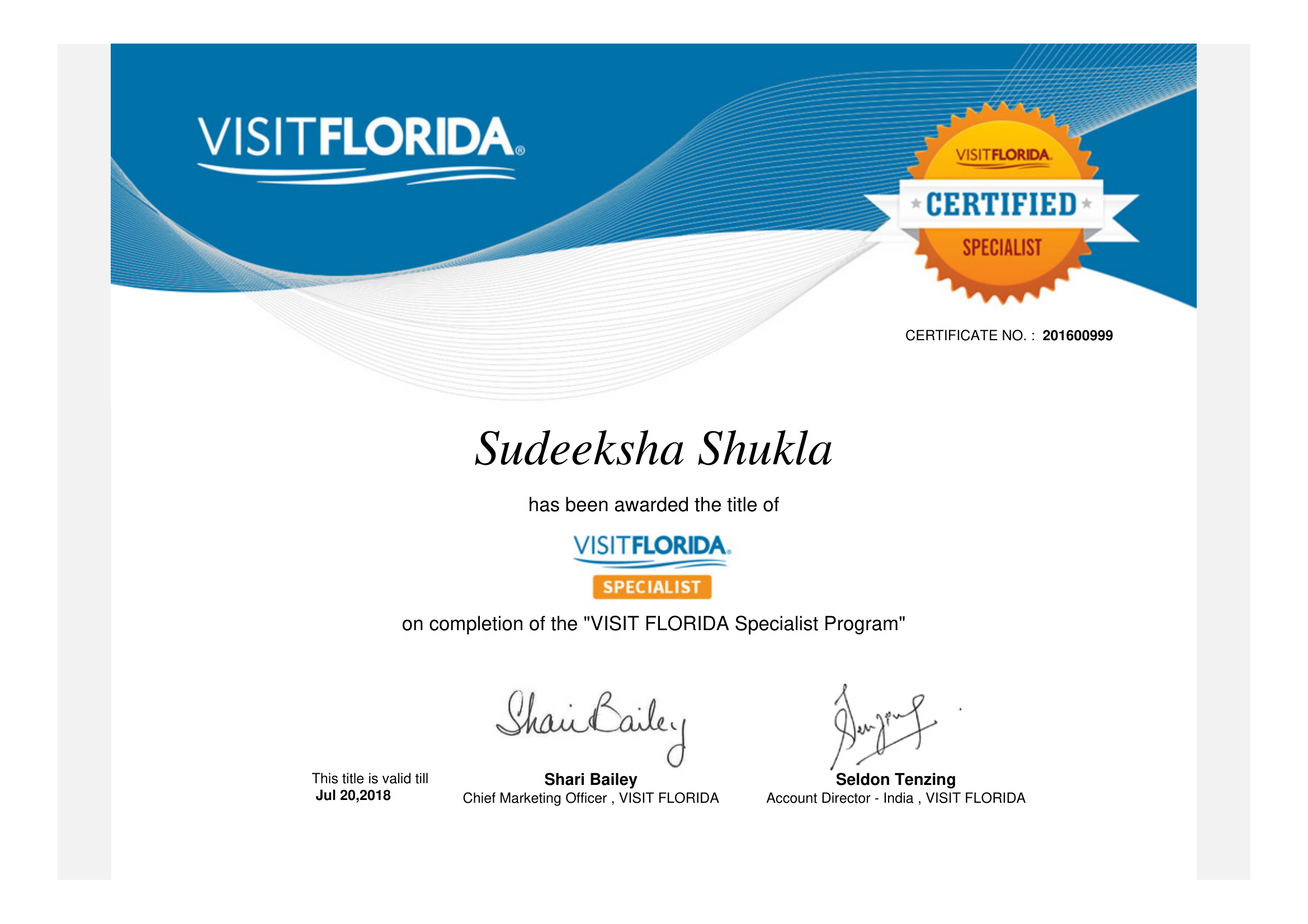 VISIT FLORIDA SPECIALIST